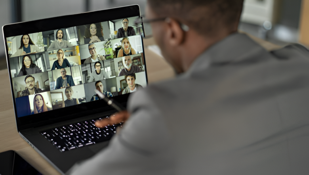 Guy in a zoom meeting image
